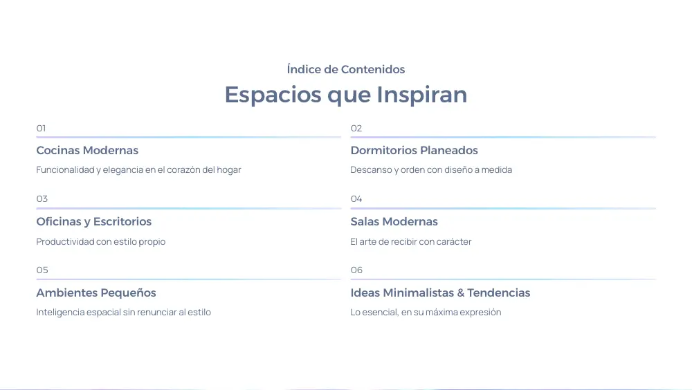 Página interna con ideas para ambientes planeados
